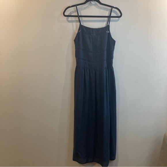 ARITZIA WILFRED Sz M Honoree 100% Modal Tiered Skirt Spaghetti Straps Dress BLUE - Picture 2 of 11
